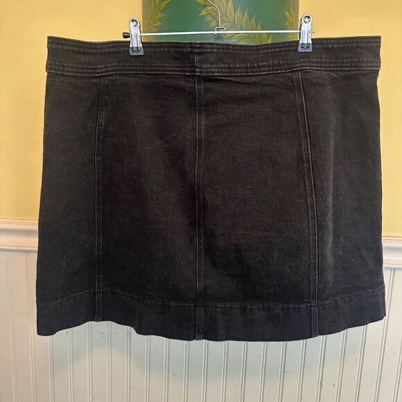 J. Crew Mercantile Black Denim Button-Front A-Line Skirt Size 20 - Picture 2 of 7